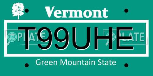 T99UHE Vermont License Plate