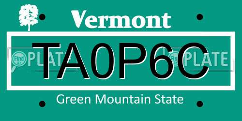 TA0P6C Vermont License Plate