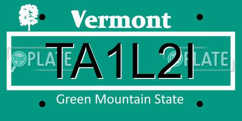 TA1L2I Vermont License Plate