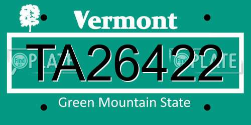 TA26422 Vermont License Plate