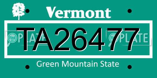 TA26477 Vermont License Plate