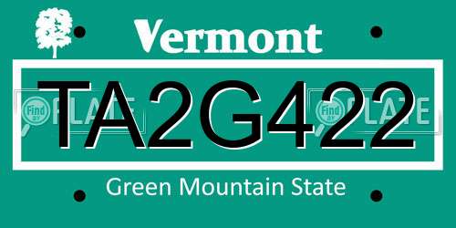TA2G422 Vermont License Plate
