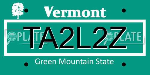 TA2L2Z Vermont License Plate