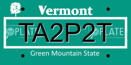 TA2P2T Vermont License Plate