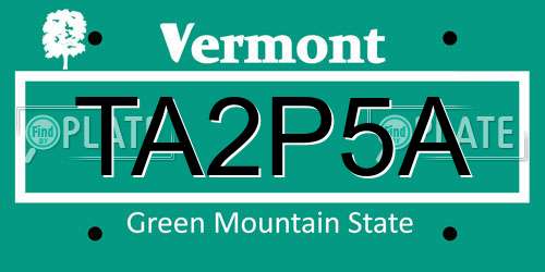 TA2P5A Vermont License Plate
