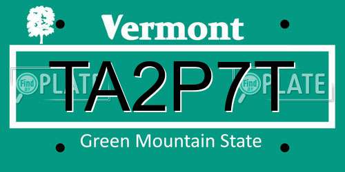 TA2P7T Vermont License Plate