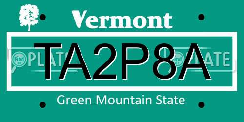 TA2P8A Vermont License Plate