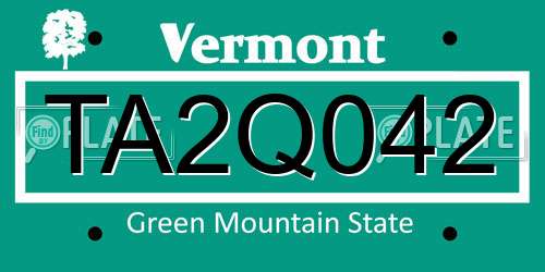 TA2Q042 Vermont License Plate