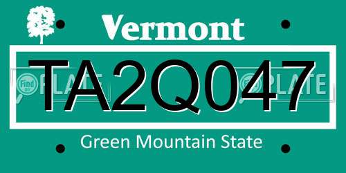 TA2Q047 Vermont License Plate