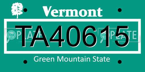 TA40615 Vermont License Plate