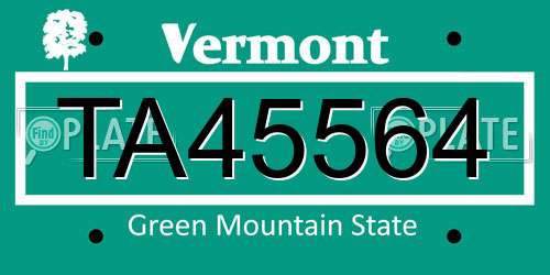 TA45564 Vermont License Plate