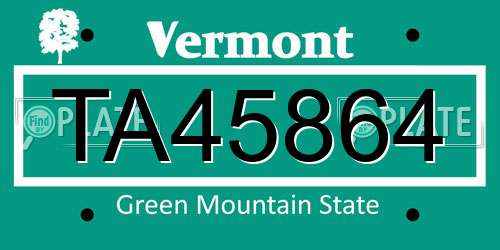 TA45864 Vermont License Plate