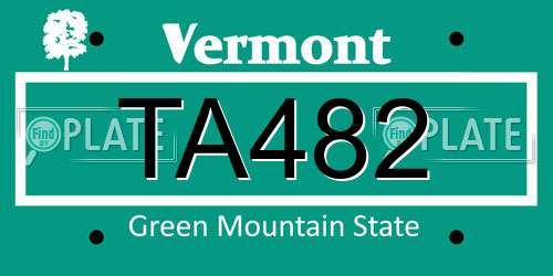 TA482 Vermont License Plate