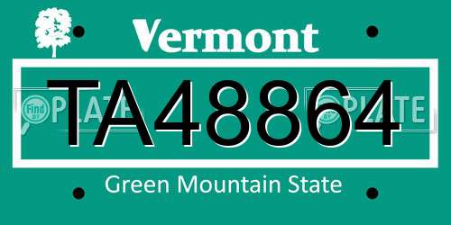 TA48864 Vermont License Plate