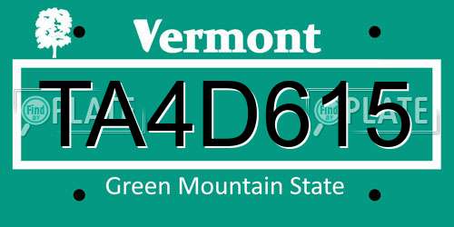 TA4D615 Vermont License Plate