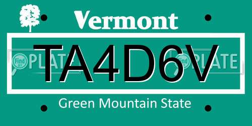 TA4D6V Vermont License Plate