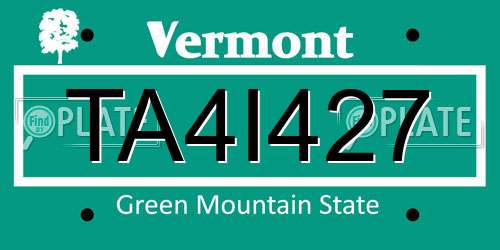 TA4I427 Vermont License Plate