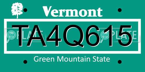 TA4Q615 Vermont License Plate