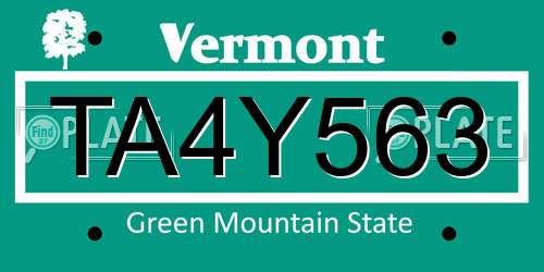 TA4Y563 Vermont License Plate