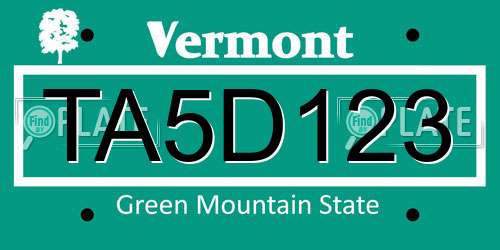 TA5D123 Vermont License Plate
