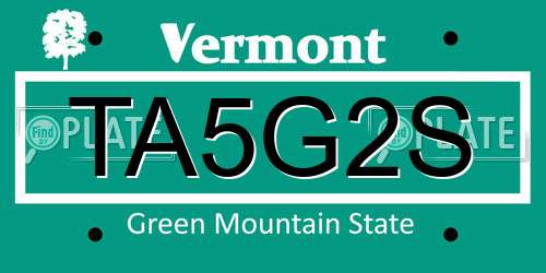 TA5G2S Vermont License Plate
