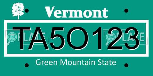 TA5O123 Vermont License Plate