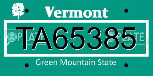 TA65385 Vermont License Plate