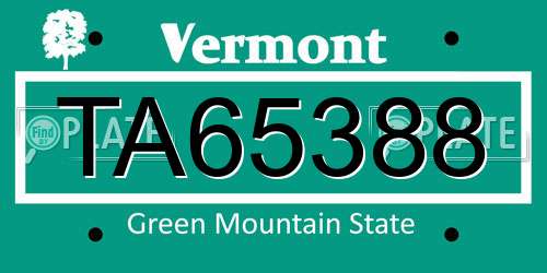 TA65388 Vermont License Plate