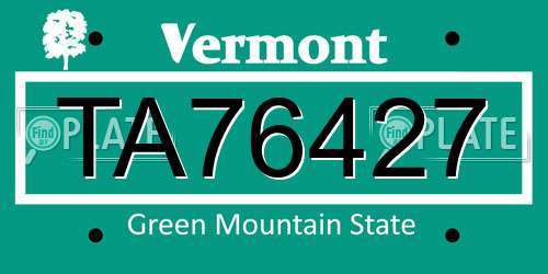 TA76427 Vermont License Plate