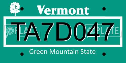 TA7D047 Vermont License Plate