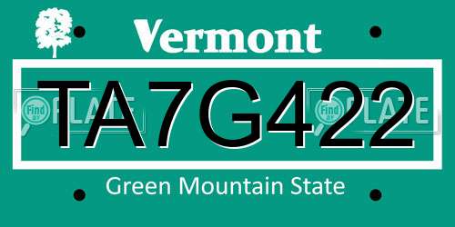 TA7G422 Vermont License Plate