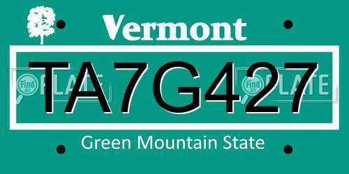 TA7G427 Vermont License Plate