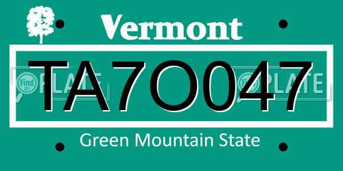 TA7O047 Vermont License Plate