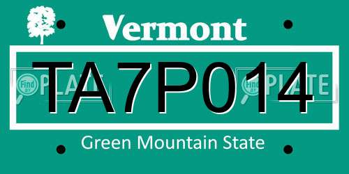 TA7P014 Vermont License Plate