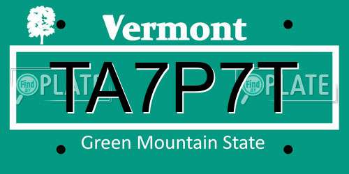 TA7P7T Vermont License Plate