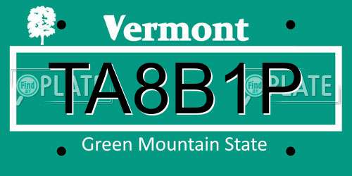 TA8B1P Vermont License Plate