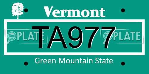 TA977 Vermont License Plate