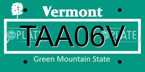 TAA06V Vermont License Plate