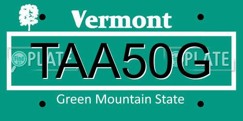 TAA50G Vermont License Plate