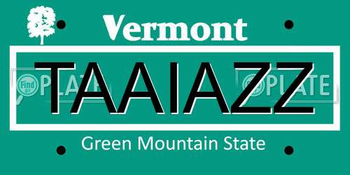 TAAIAZZ Vermont License Plate