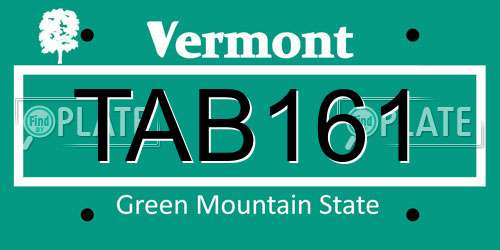 TAB161 Vermont License Plate