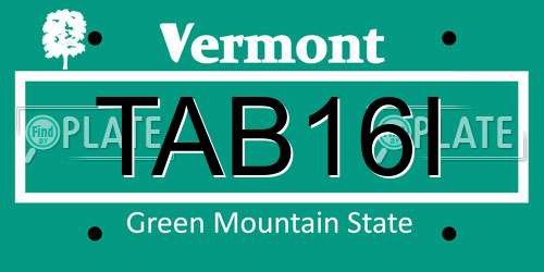 TAB16I Vermont License Plate