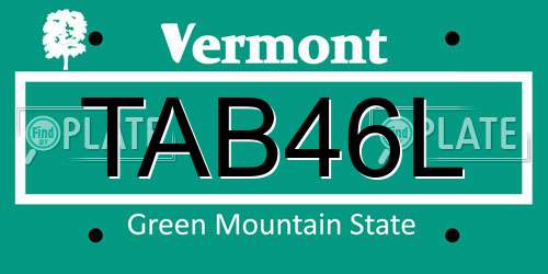 TAB46L Vermont License Plate
