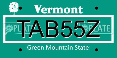 TAB55Z Vermont License Plate
