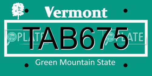 TAB675 Vermont License Plate