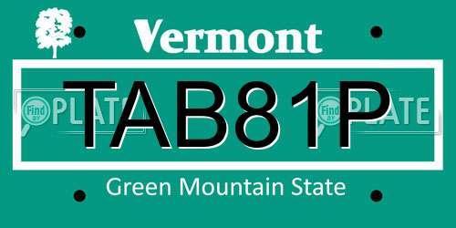 TAB81P Vermont License Plate