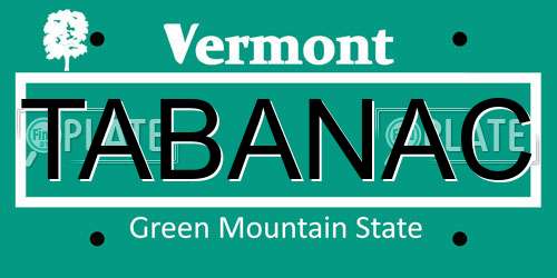 TABANAC Vermont License Plate