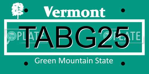 TABG25 Vermont License Plate