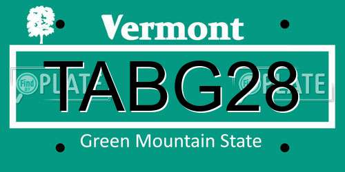 TABG28 Vermont License Plate