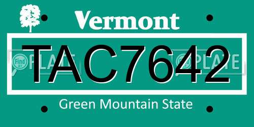 TAC7642 Vermont License Plate